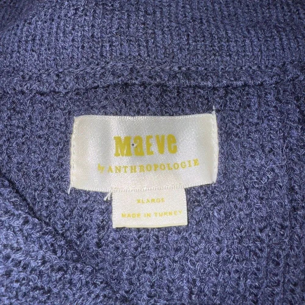 Maeve Navy Blue Sweater Vest Turtleneck Size XL Nautical Preppy‎ Classic